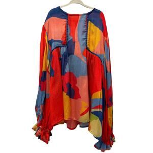 Anthropologie - Bl^nk Blink Bl-nk London Miranda Peasant Blouse Petite XXS Red